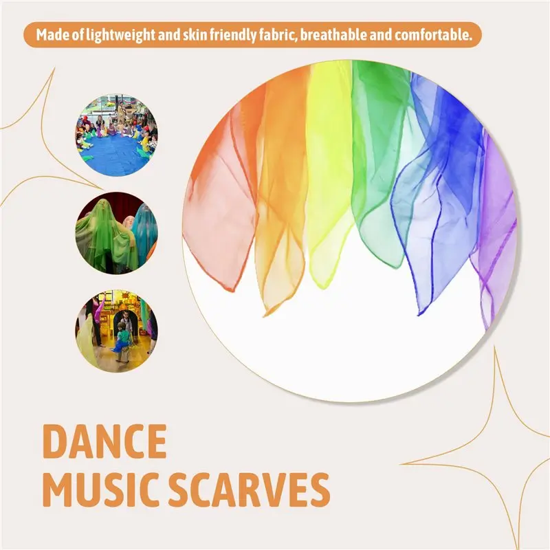 72 Stück Jonglier-Tücher für Kinder, Tanzmusik-Tücher, bunte Tücher, Bewegungstücher, Rhythmus-Tücher für Kinder, Bewegung-Y44A