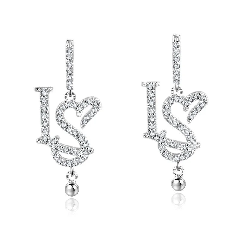 

ZFSILVER модные серьги из серебра 925 пробы с муассанитом, классический модный дизайн, серьги «Я ЛЮБЛЮ ТЕБЕ» для очаровательных женщин, аксессуары, ювелирные изделия, подарок E20466