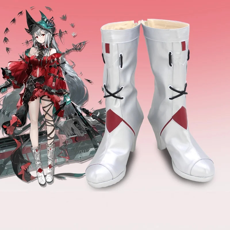 

Arknights Skadi Cosplay White Boots Halloween Carnival Custom Made Shoes