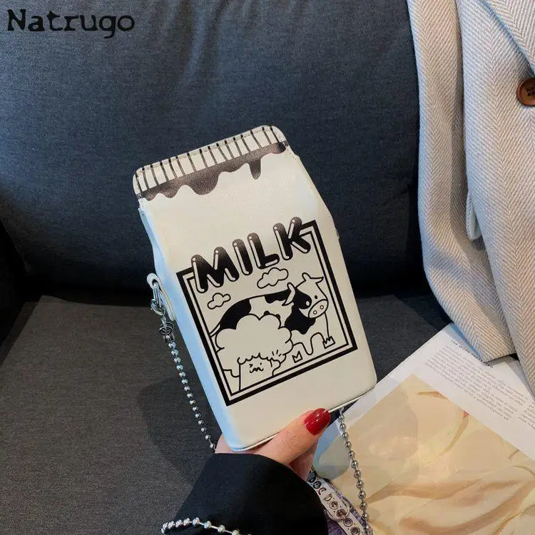 Small Cartoon Bag Creative Sweet Shoulder Messenger Bag Strawberry Milk Box Shape Crossbody Bag