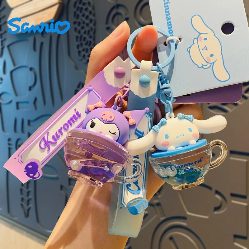 Sanrio Kawaii Cotton Coffee Cup Floating Bottle Car Keychain Hellokitty Kuromi Cinnamoroll Couple Backpack Pendant Small Gifts