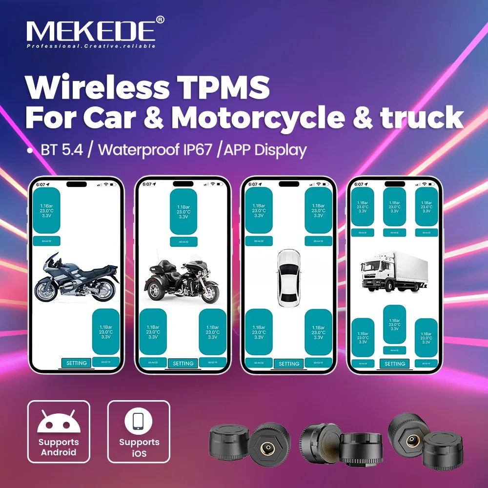 MEKEDE Auto TPMS Zigarettenanzünder Reifendrucküberwachungssystem Alarm Reifenluftdruckmesser Temperaturwarnung