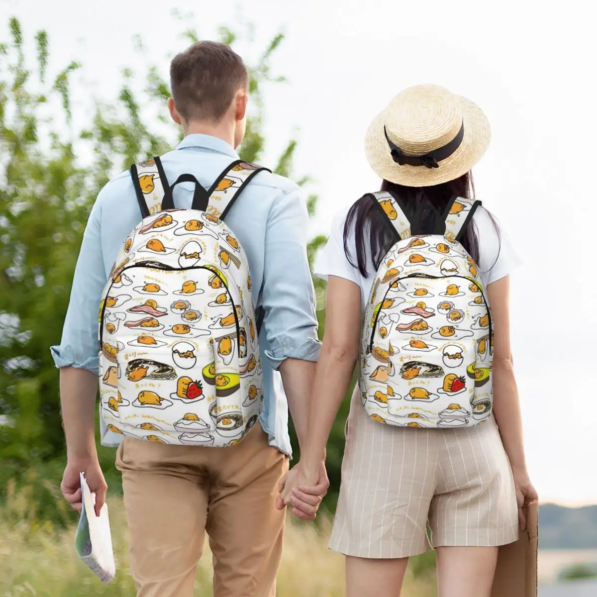 Mochila Gudetama con bonitos huevos de dibujos animados para niño y niña, mochilas escolares para estudiantes, mochila de lona, bolsa primaria para guardería, senderismo