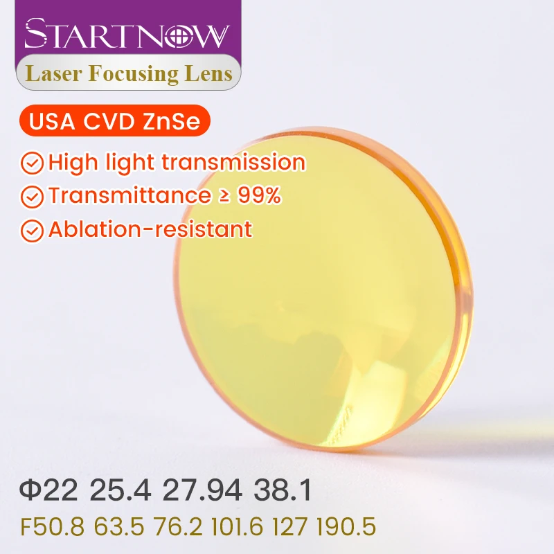 Startnow USA ZnSe CVD Laser Focus Lens 22 25mm 25.4 27.94 38.1 FL190.5 50.8 63.5 For CO2 Laser High Power Mixed Cutting Machine