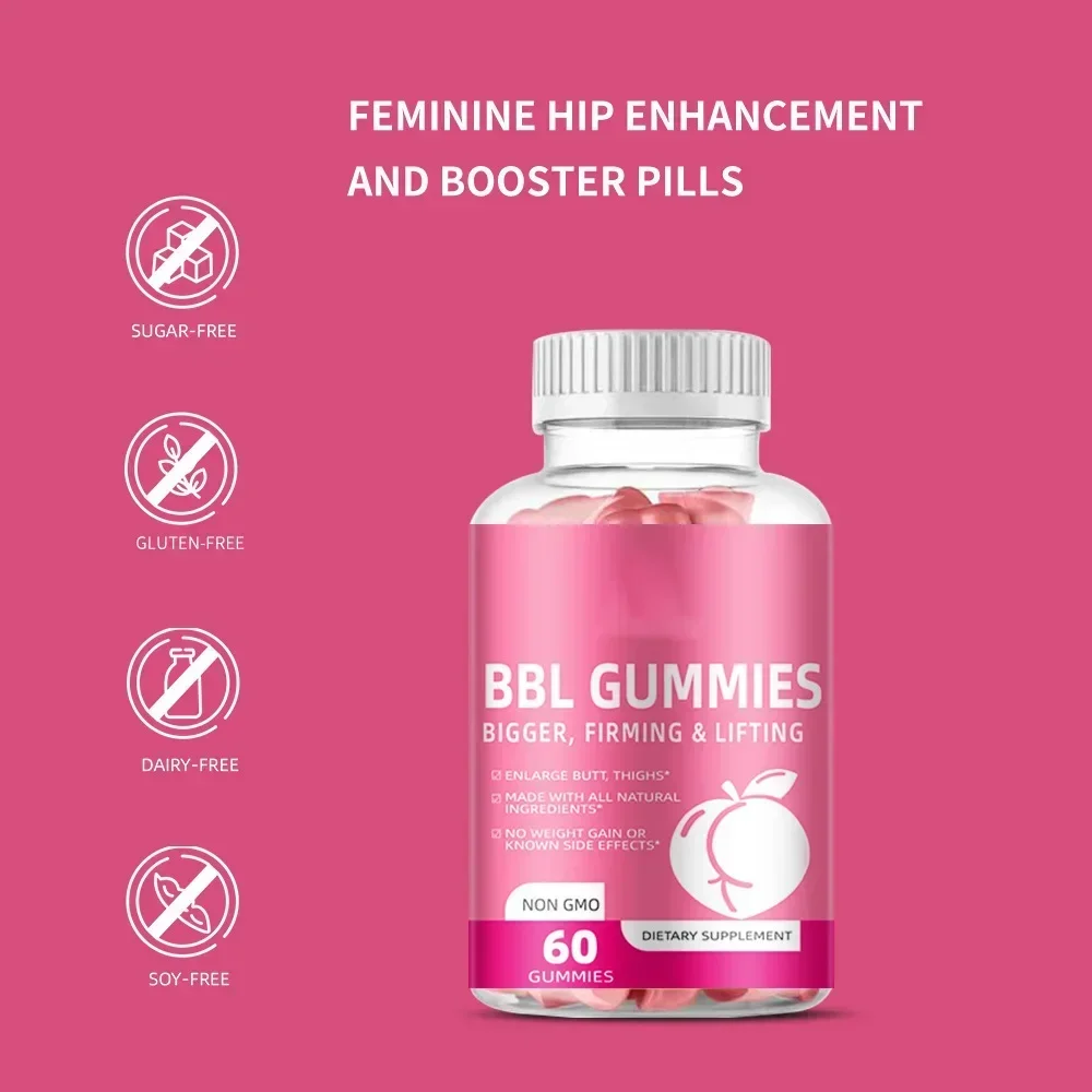 60 pills BBL Gummies Hip-lifting Soft Candy Dietary Supplement No Weight Gain Made with All Natural Ingerdients