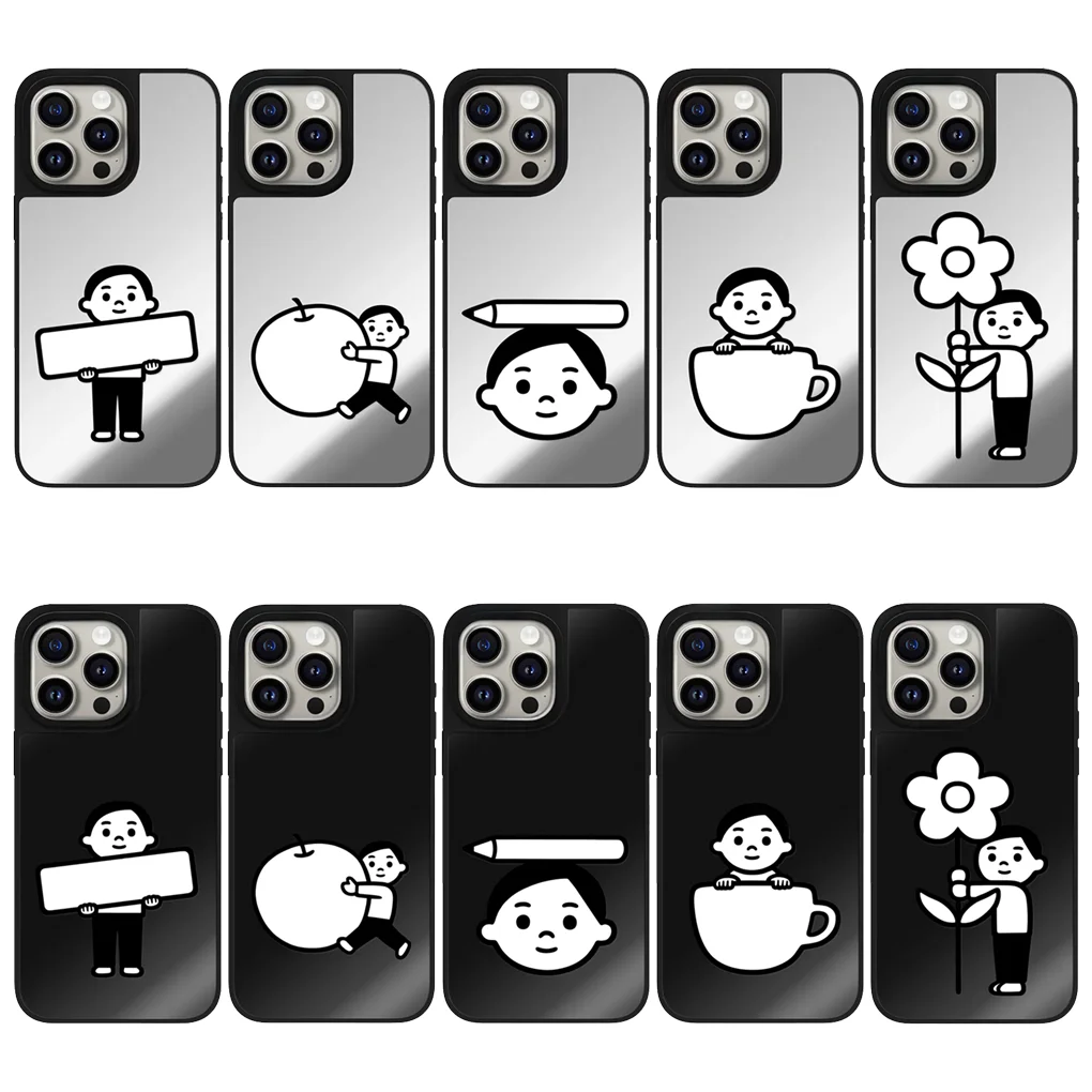 

Pencil Boy Imprinted Letters Protective Mirror MagSafe Case for IPhone 12 13 14 15 16 Pro Max Cover Shell
