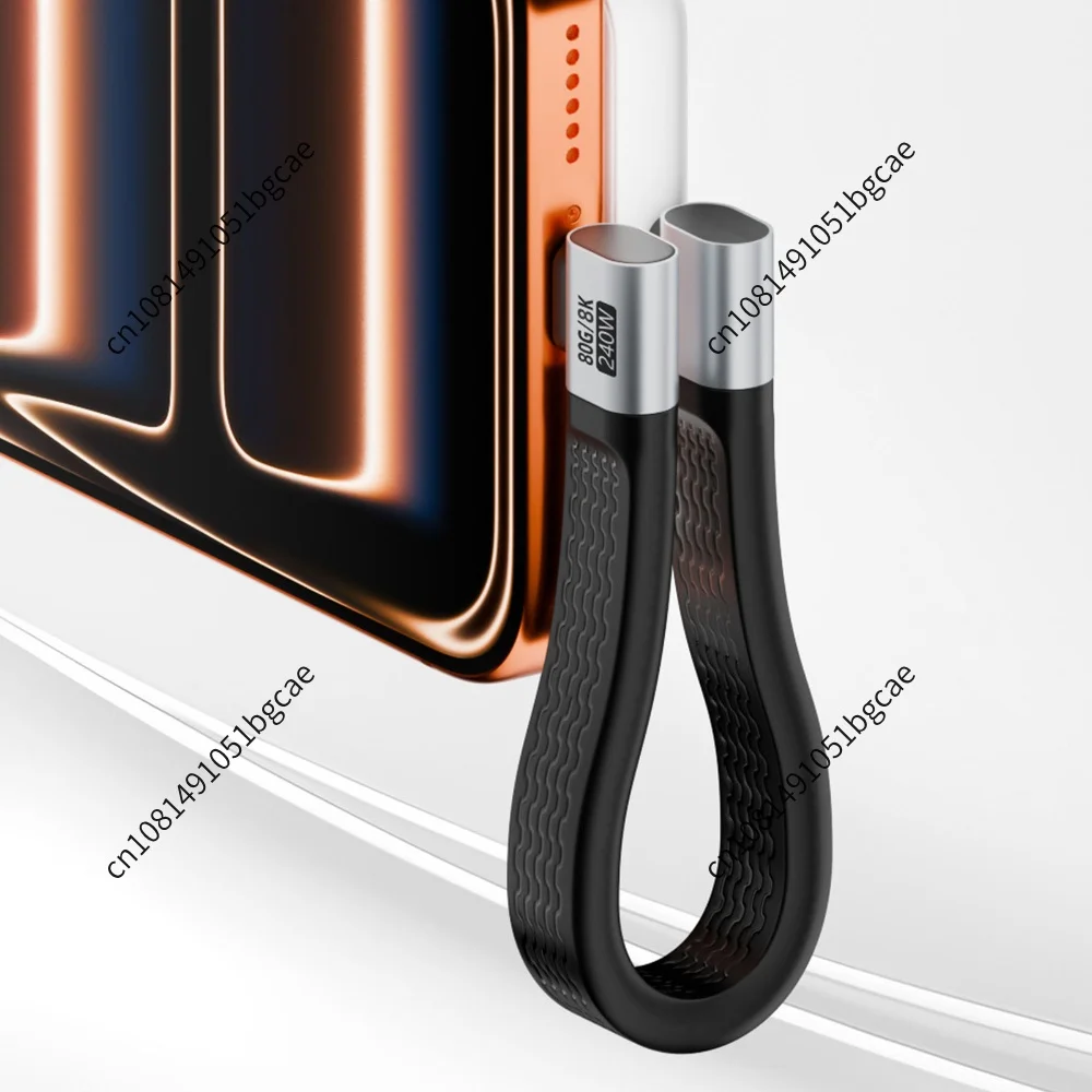 Type-C Soft Flat Cable 240W 8K 60HZ USB4 Short Charging Line 80Gbps Data Transfer Fast Charging Short Cable 90 Degree Side Bend