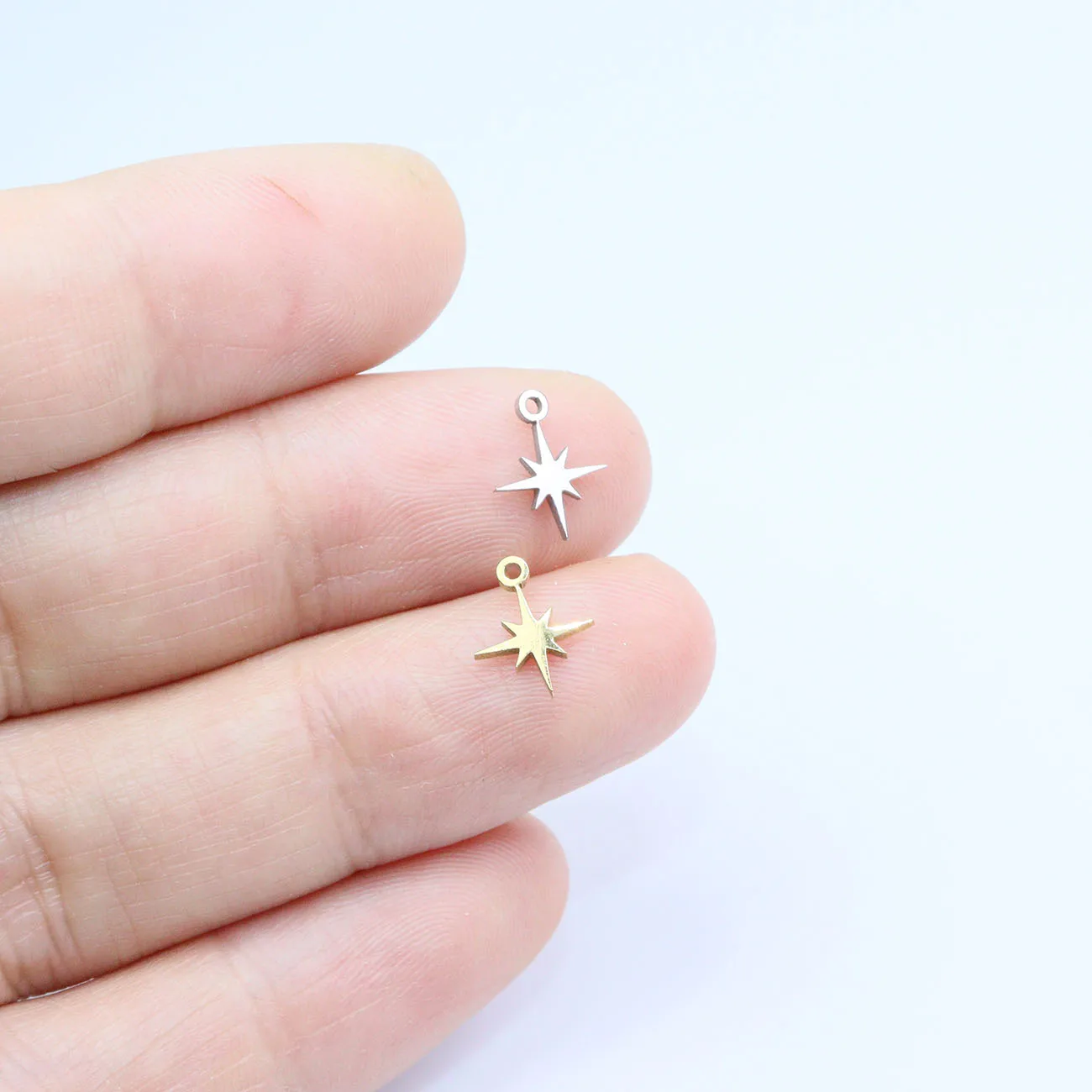 10 Stück Edelstahl glänzend Mini Stern Mond Charms Anhänger DIY Handwerk wasserdicht Damen Modeschmuck Zubehör – Detail 10