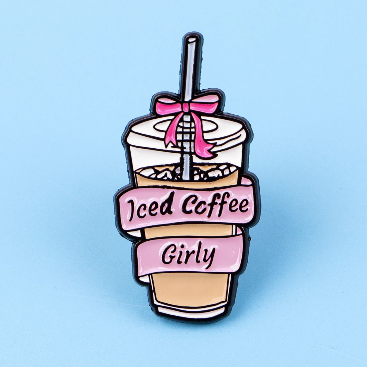 3pcs Cute Iced Coffee Enamel Pins Set Pink Bow Coffee Cup Brooch Kawaii Drink Badge Fashion Backpack Clothing Accessories Gift