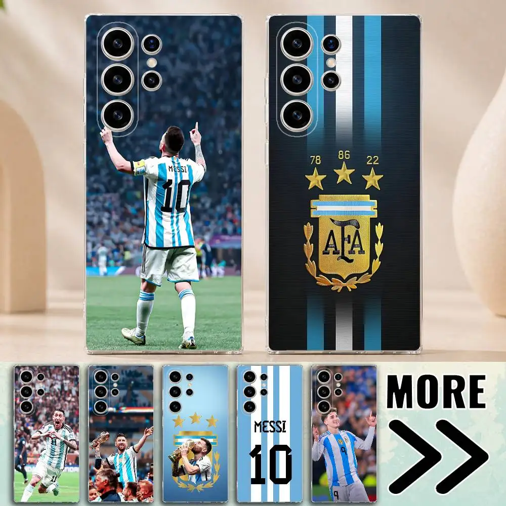 Argentina Futbol Team Phone Case for Samsung Galaxy S21 22 Ultra Plus S23 24 FE Lite S25 26 Transparent Cover