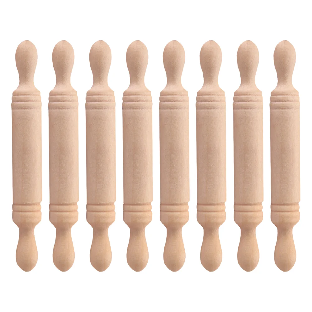 8 Pcs Shiwan Rolling Stick Mini Wooden Adornments Tiny Kid's Kitchen Tools Toy Childrens Toys