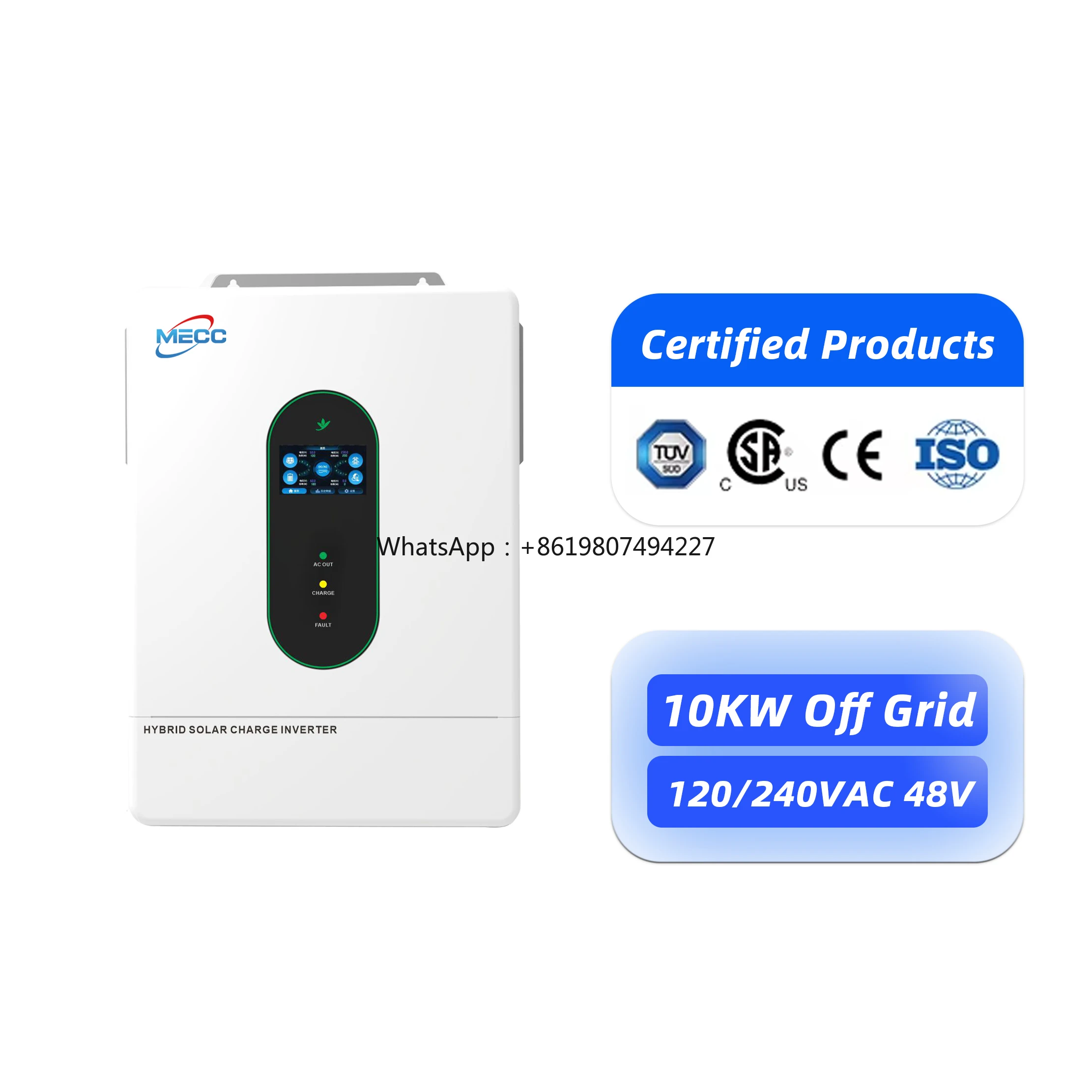 2025 Hot Sale MECC 10KW Split Phase Off-Grid Hybrid Solar Inverter with IP21 - Stand-Alone Operation