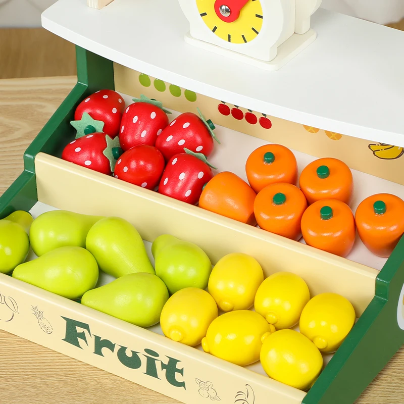 Wooden Role Play Toy Simulated Fruit Store Kids Toys Role Pretend Vegetable Shop Simulation Wooden Toys