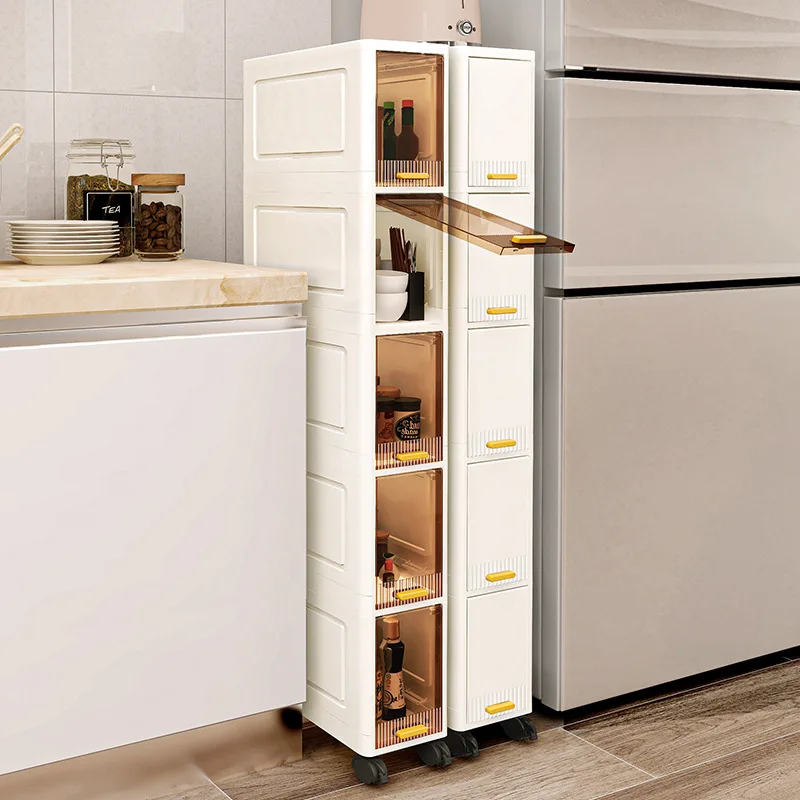 Multi-layer Cabinets Dust-proof Shelves Thickened Storage Cabinets Multi-functional Movable Wooden Dresser Furniture Supplies