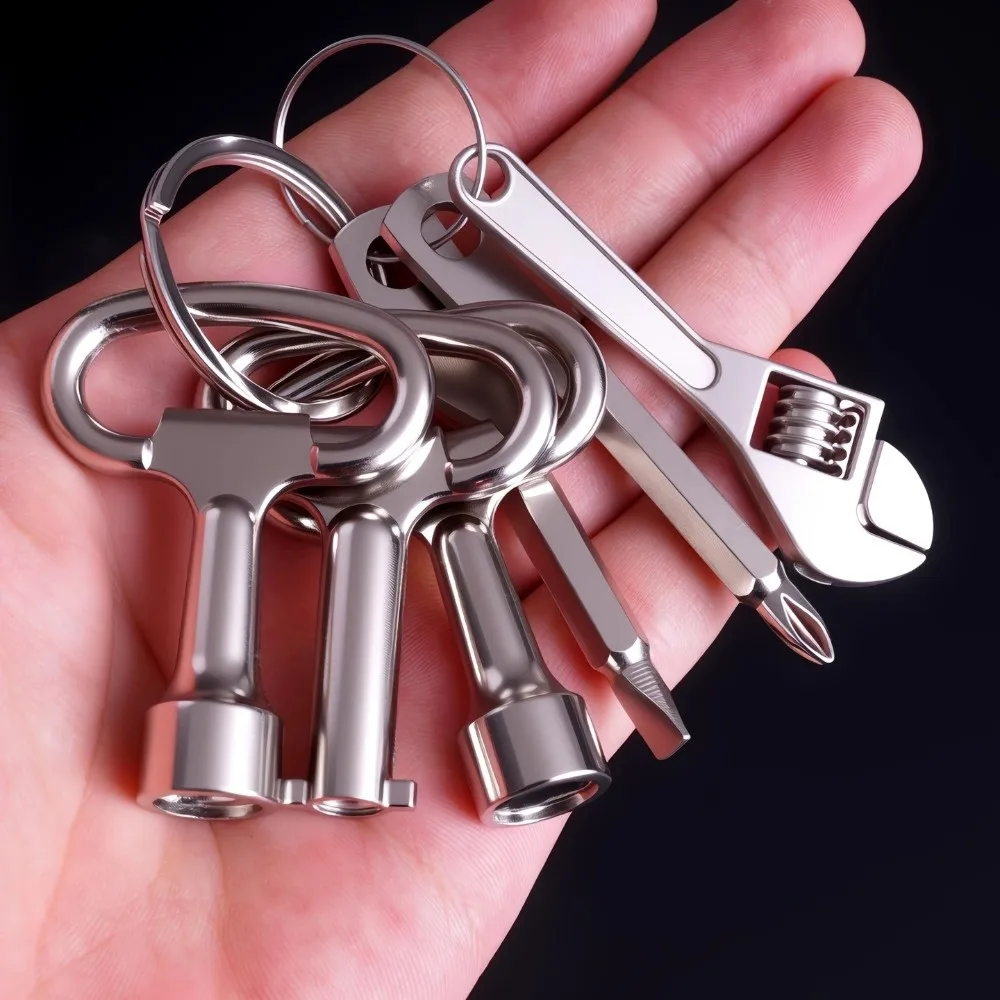 Creative Portable Wrench Keychain Metal Miniature Screwdriver Set Keychain Multi-Function Mini Screwdriver Schoolbag Hanging
