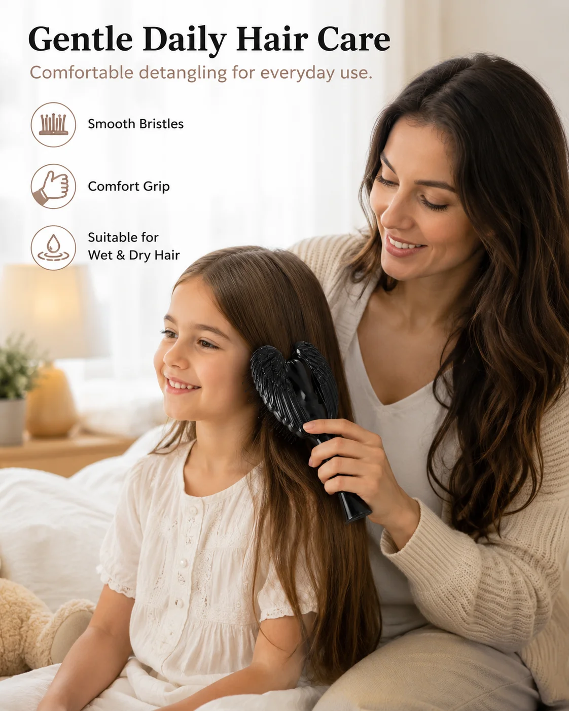Fashion Angel Wings Anti-static Hair Comb Portable Scalp Massage Hairdressing Comb for Women Daily Hair Styling - view 3