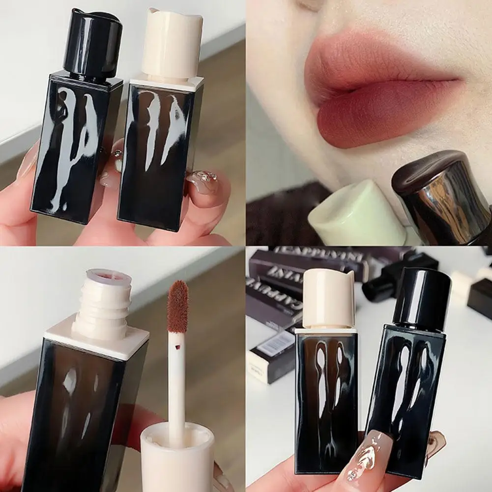 Brillo de labios mate para mujer, lápiz labial marrón de larga duración, Sexy, resistente al agua, maquillaje labial líquido, cosméticos, E2A5