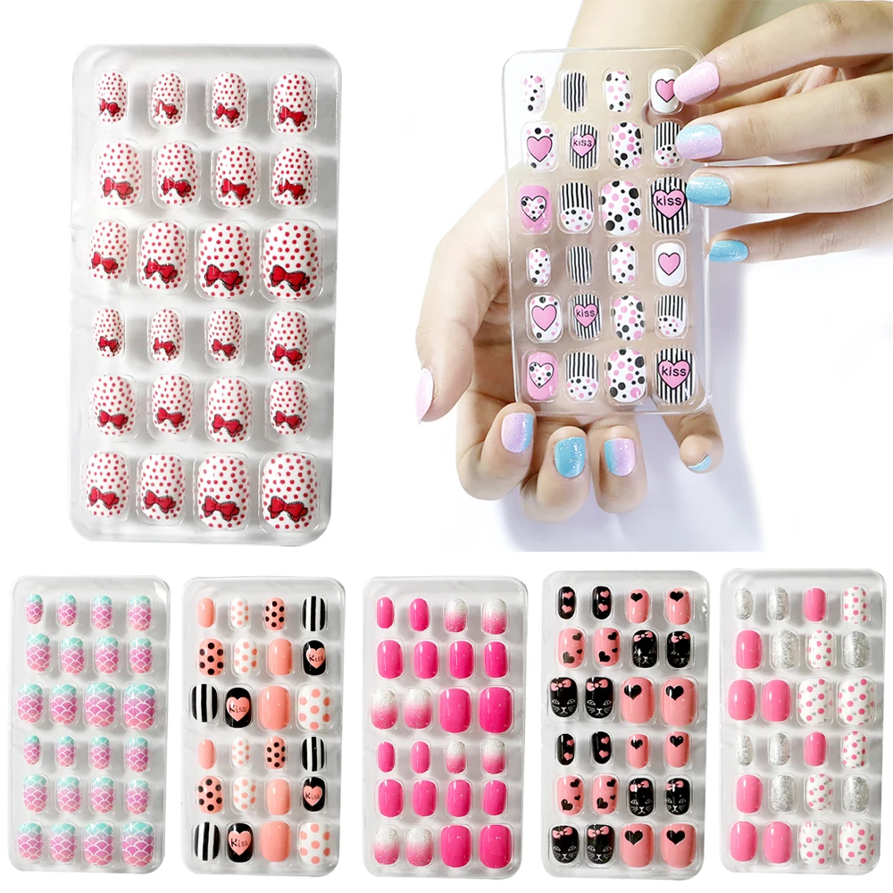 

24pcs Self Adhesive Press On Candy Color False Nails Nail Art Fake Nails Manicure Tips