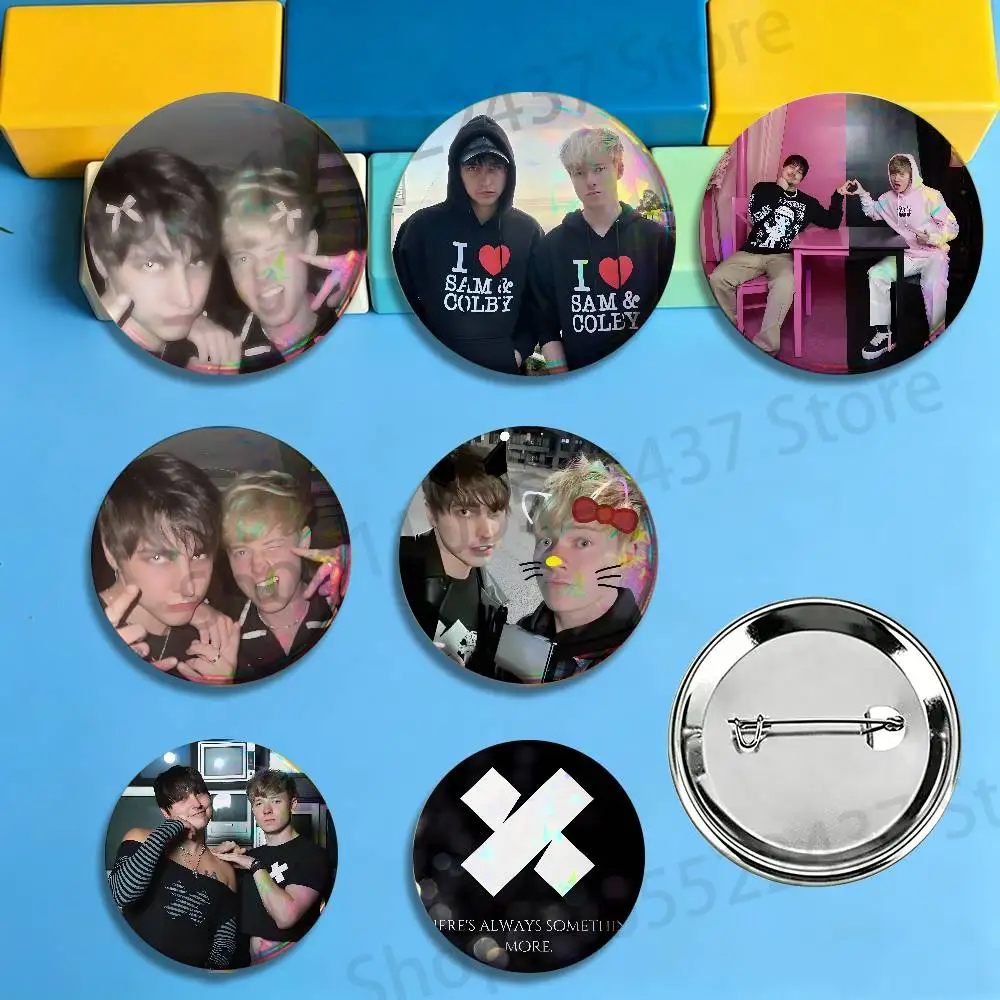 SO COOL S-Sam and Colby Enamel Pins Badge Round Brooch for Backpack Decor Accessories 25/32/44/58/75mm