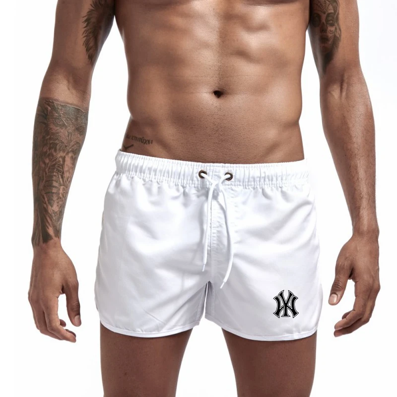 Roupa de banho respirável de cintura baixa masculina, maiô surf, shorts marca moda praia verão, roupa de praia, 2022