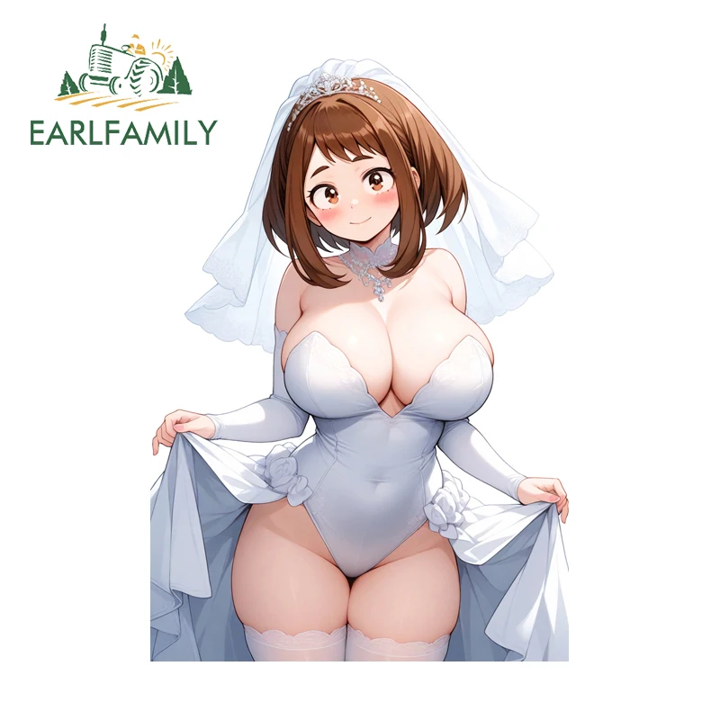 

EARLFAMILY Hero Ochako аниме сексуальная девушка автомобильные наклейки свадебное платье стиль автомобильные аксессуары виниловые наклейки автомобильная пленка украшение для внедорожника