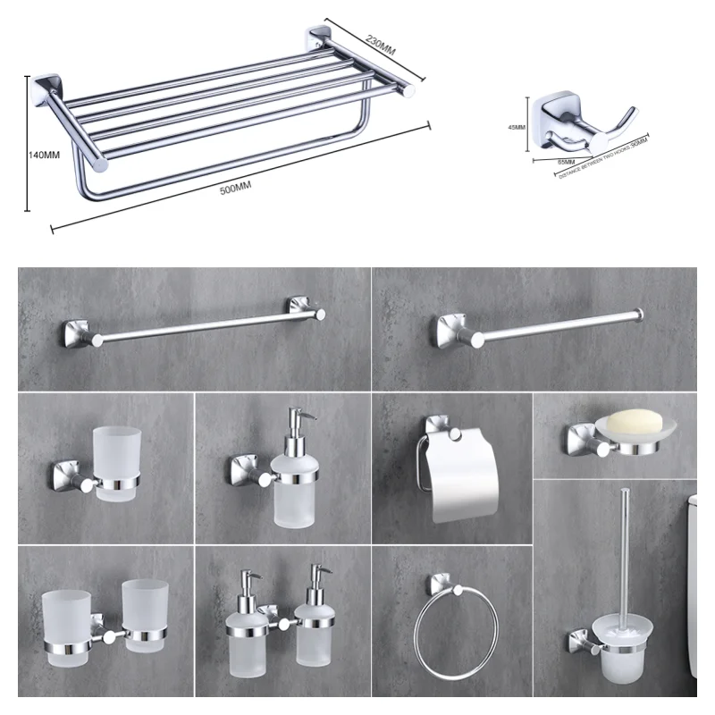 

Bathroom Accessories Towel Rack Shelf Paper Holder Stainless Steel Toilet Brush Holder Hand Towel Ring Robe Hook Hanger Chrome