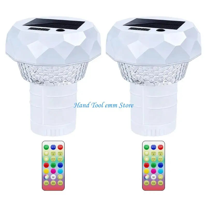 H37F Floating Pool Temperature Light with Solar Charging, Digital Water Display and Handheld Color Remote for Spa Use
