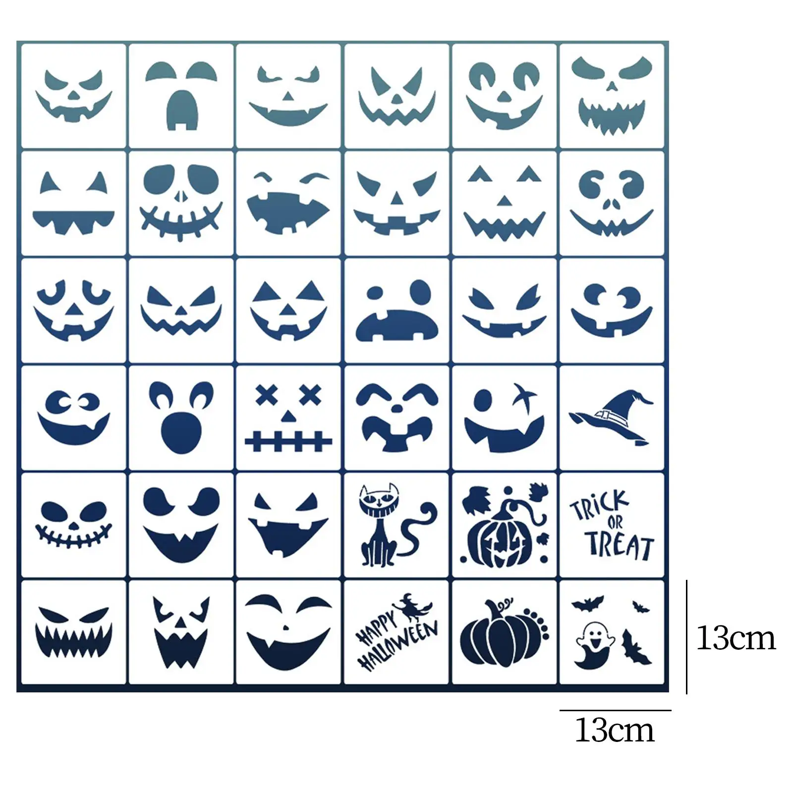 36 шт. шаблоны для рисования лица, художественная роспись для макияжа, несколько узоров, Хэллоуин, тыквы, трафареты для лица для детей, маскарад