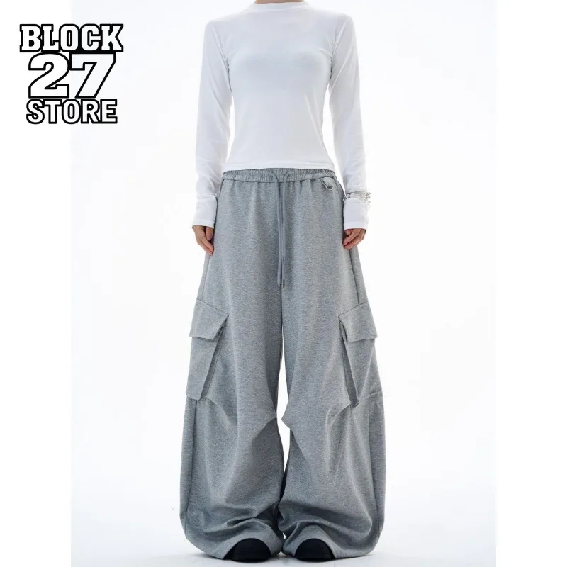 

Mens Pants Harajuku Vintage Air Layer Pleated Wide Leg Machete Sweatpants Loose Side Pocket Casual Streetwear Fashion Winter New