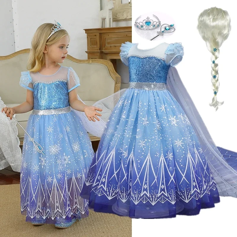 Kids Girls Elsa Role Playing Dress Light Up Kids Halloween Frozen Carnival Apparel Girls Birthday Elsa Princess Glowing Vestidos