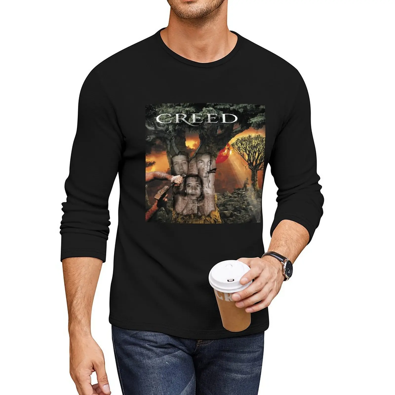 

Creed weathered Long T-Shirt Oversized t-shirt sweat shirt fitted t shirts for men