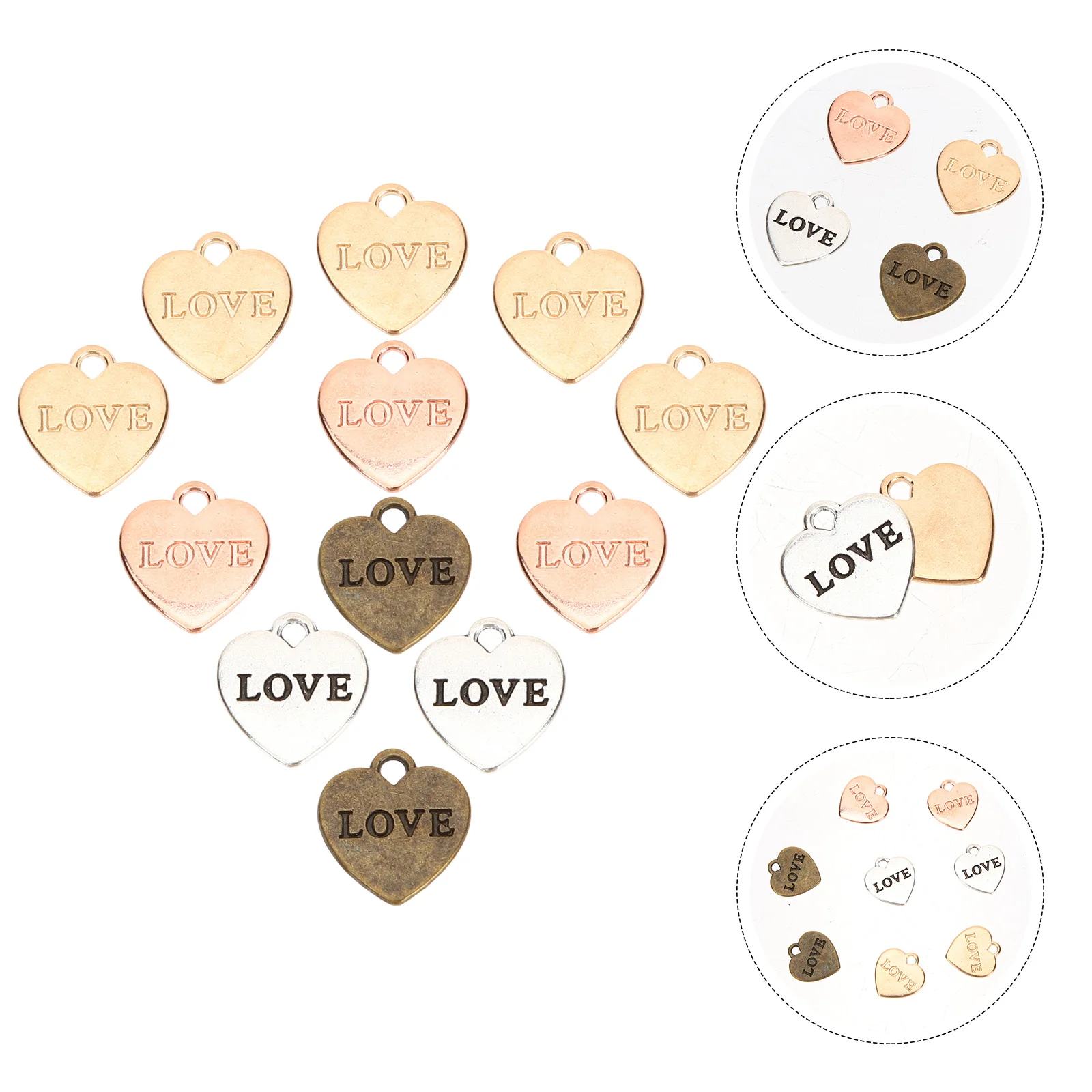 

120 Pcs Love Pendant Ornaments Stainless Steel Jewelry Making Supplies Charms Heart Shape Accessories