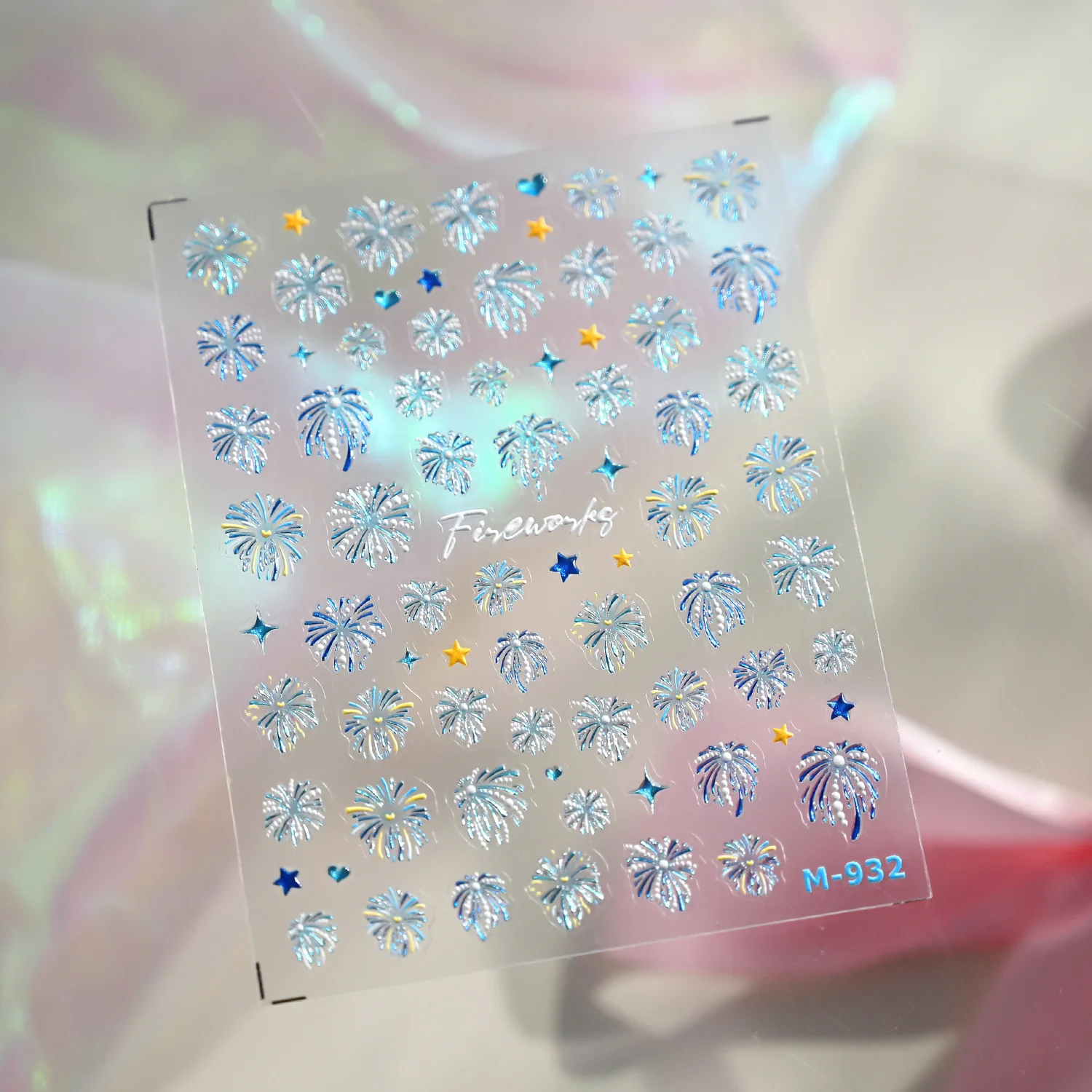 بريق ازدهار الأزرق الألعاب النارية نجوم الحب القلب ثلاثية الأبعاد هلام ذاتية اللصق مسمار الفن ملصقات تألق الملونة مانيكير الشارات