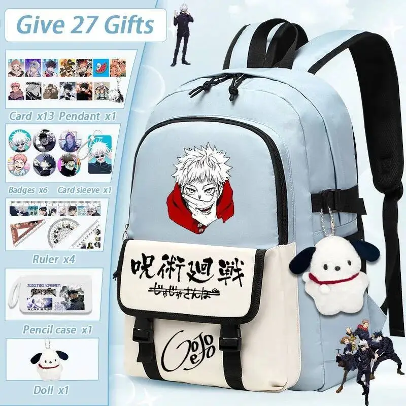 

Anime Game Breathable Mesh Black Blue White Jujutsu Kaisen Student Teens School Bags Backpacks