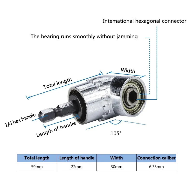 XCAN adaptörü ayarlanabilir Bit 105 derece tornavida seti soket tutucu matkap ucu açı tornavida aracı 1/4 \'\'Hex Bit soket