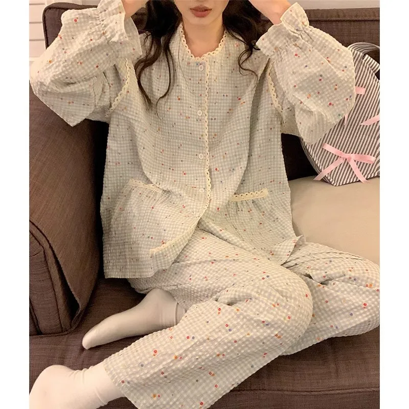 Korean Version Pjs Set Women's Pajama Set Women's Warm Winter Pajamas Fashionable Home Clothes, Pajamas Cute and Soft Pajama Set