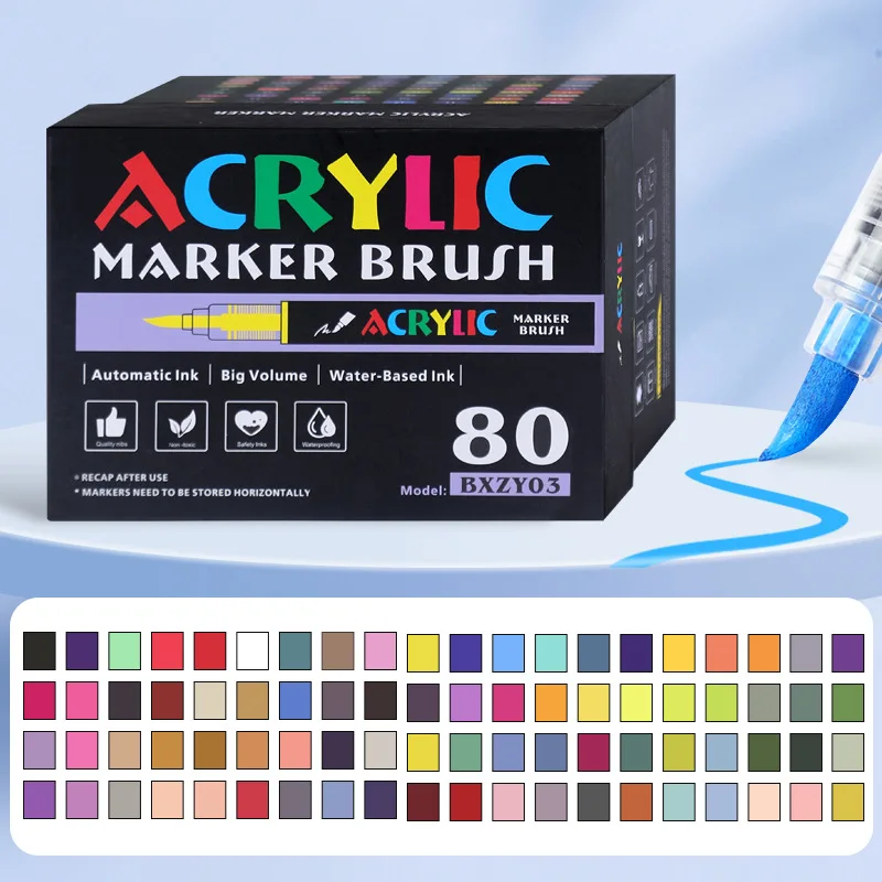 Acrylverfmarkers voor het beschilderen van stenen, Watervaste permanente acrylpennen voor glas, keramiek, canvas, schoenen ontwerpen en schoolprojecten