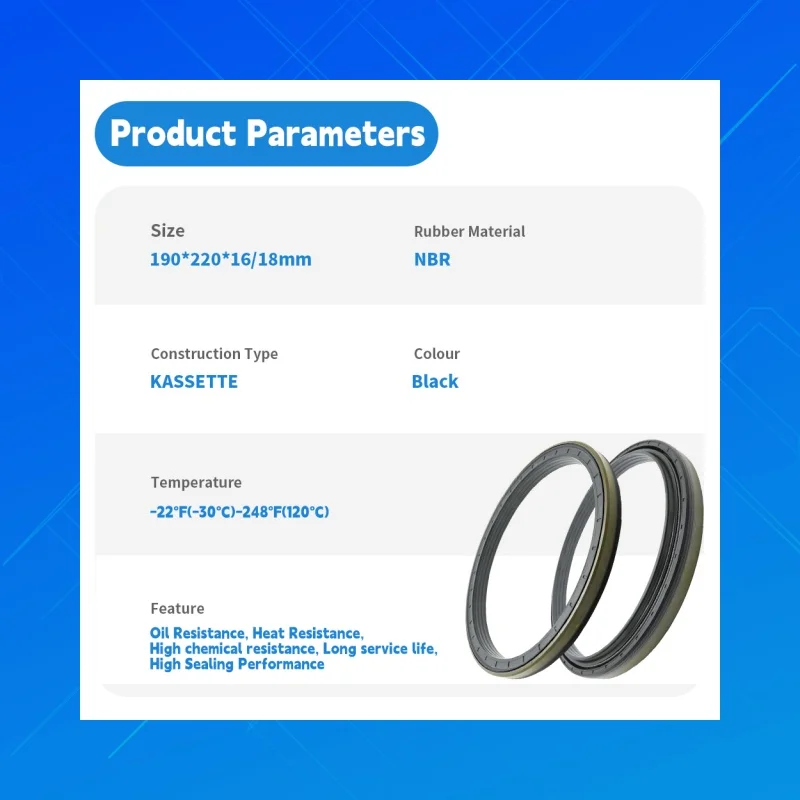 

OEM:Corteco 12015136B.Size:190x220x16/18mm,DMHUI high-quality NBR tractor oil seals,Fit for Corteco12015136B,ZF:0734309412