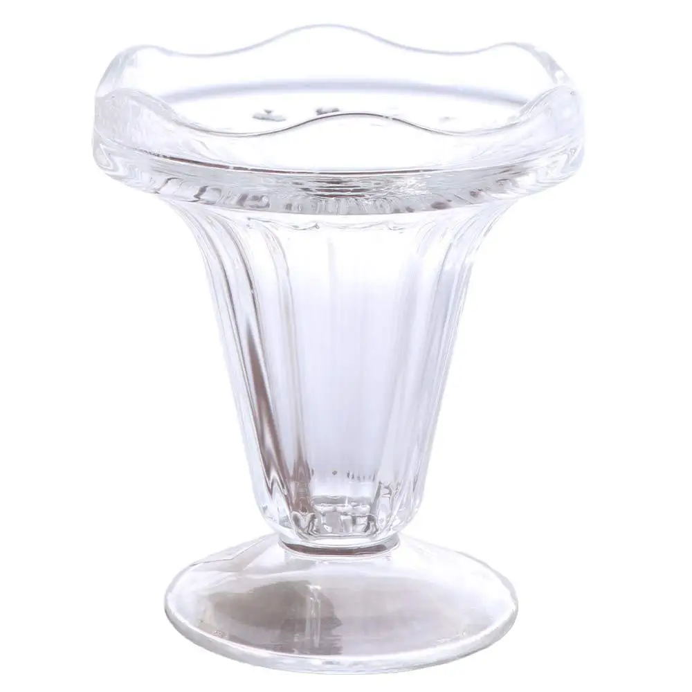 

Simple Flower-Shape Ice Cream Cup Transparent Elegant Glass Pudding Cups Large Capacity Glass Goblet Dessert