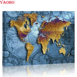 Astratta Mappa Del Mondo Pittura Diamante Diy Piazza Piena di Diamante Rotondo Mosaico 3D Perline da Ricamo Punto Croce Kit offerte Di Natale