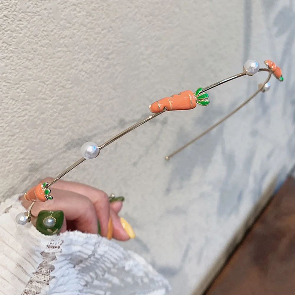 

1pcs Carrot Hair Hoops Pearl Alloy Headband For Women Elegant Hair Accessories Fashionable Headdress Braiding Tool