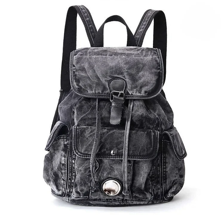 Fashion Casual Denim Women Backpack Large Capacity Jean Bag Teenage Girls School Shoulder Bag Female Backpack