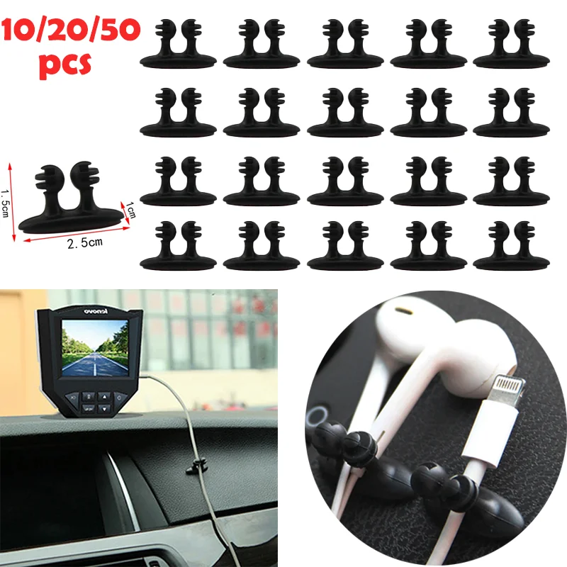 10/20/50Pcs Car Dashboard Phone Charger Cable Manager Clamp Popular Convenient Mini Managers Clamps Auto Interior Accessories