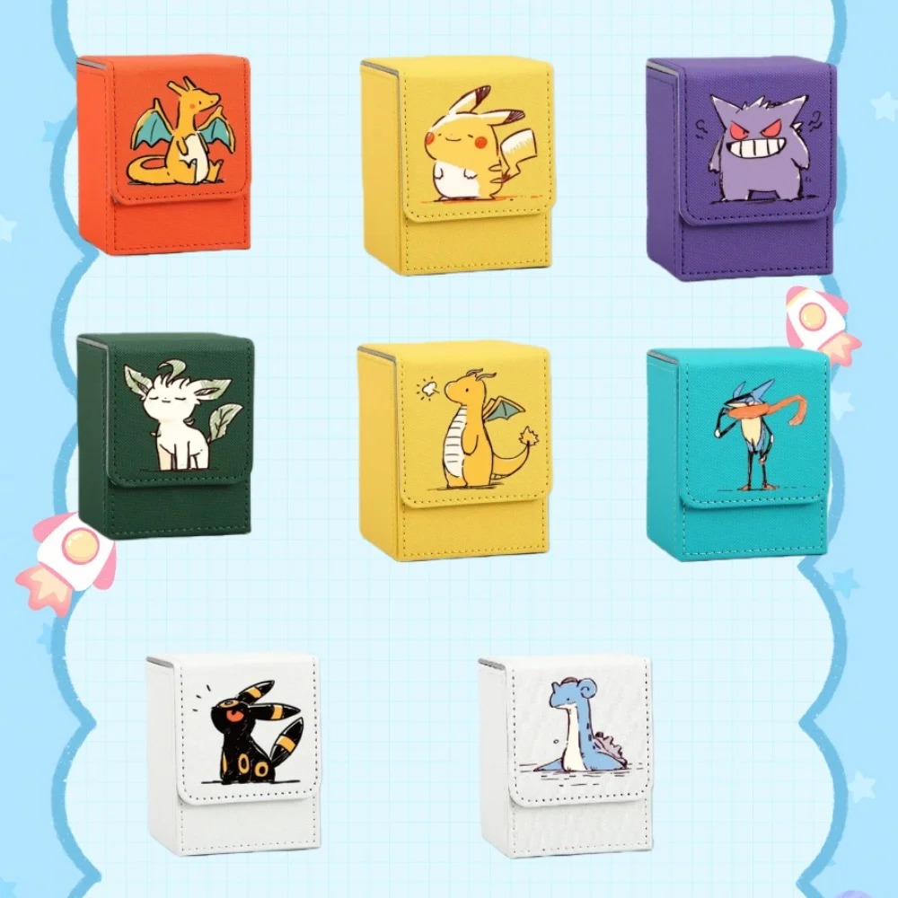 

Self Made Leather Card Storage Box for Pokemon Lapras Dragonite Greninja Charizard Anime Classics Game Collection Cards Toy