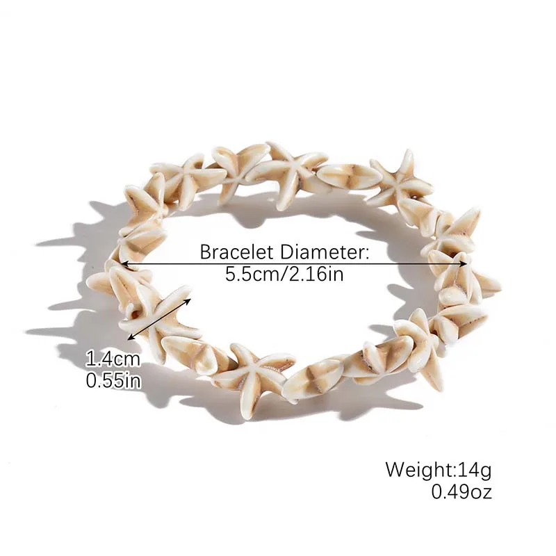 Klassisches Boho-Armband mit blauen Seestern und Perlen für Damen, Strandmuschel, Muschel, Muschel, Schildkröte, Armreif, modischer Freundschaftsschmuck – Detail 11