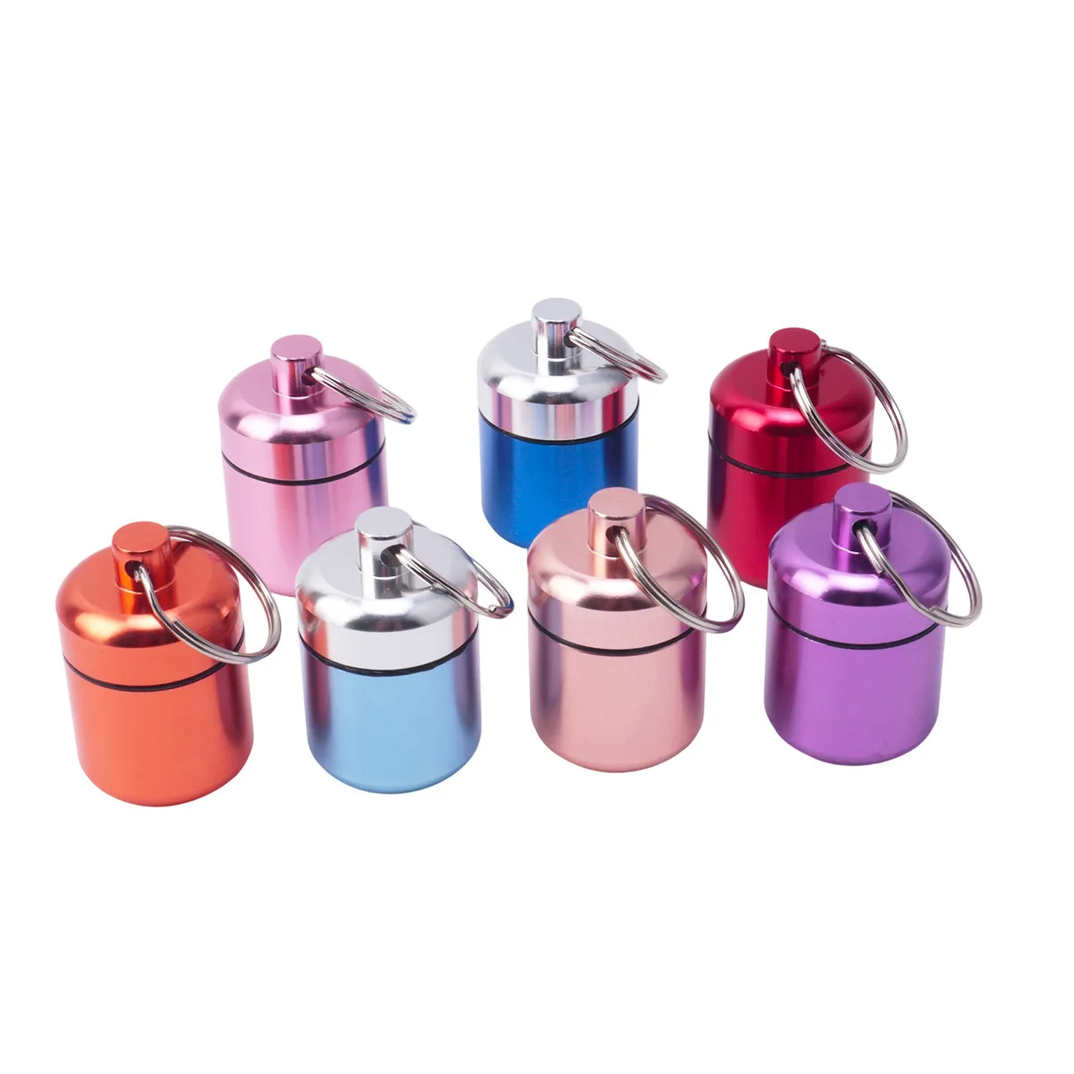 200pcs Mini Portable Aluminium Pill Case Keychain Outdoor Pocket Pill Box Container Carry Bottle Case Earplugs Key Ring Boxes