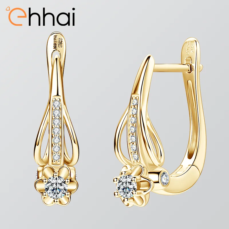 

Ehhai GRA Certified Round 3mm Moissanite Hoop Earrings for Women 925 Sterling Silver Flower Earring Fine Jewelry Gift Pendientes