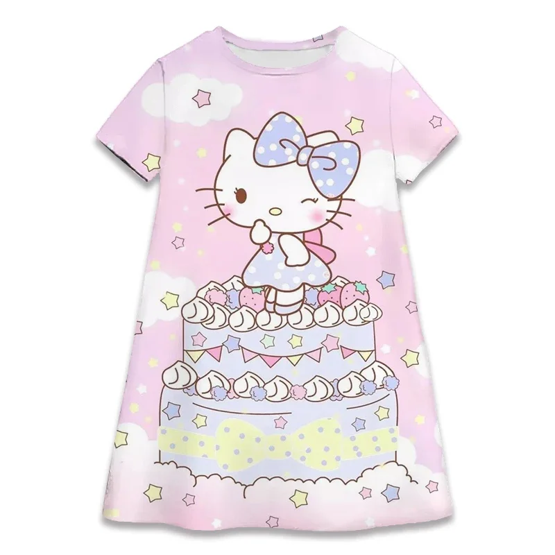 Summer Girl's Skirt 3D Printed Hello Kitty Cute Cartoon Dress Fashion Children's Clothing Party girl Hello Kitty dresses