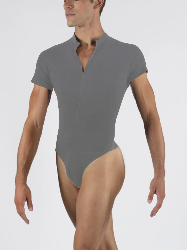 Camisola regata com pescoço colher para adulto, macacão de ginástica elastano, lycra nylon adulto, balé, ioga de corpo inteiro sem mangas manga curta