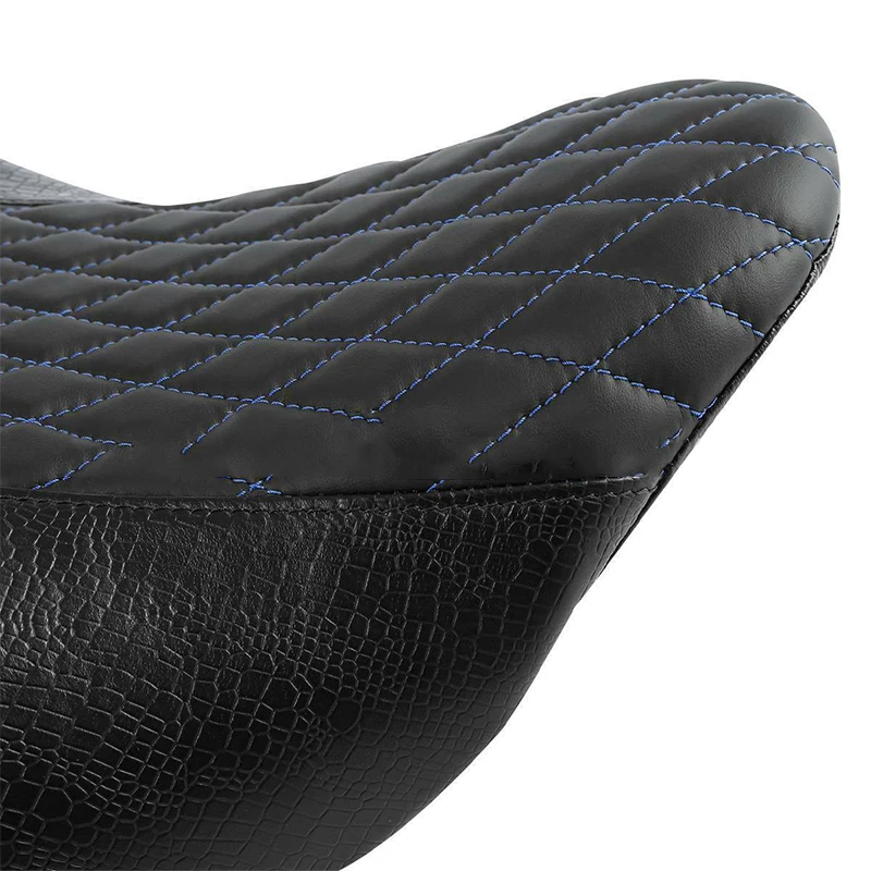 Blue Stitching One-piece Cushion Leather + Microfiber Suitable for Harley Touring Street Glide Road King 09-20 Seat